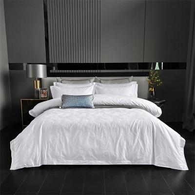 New Cotton 60s Gongsatin Jet Jacquard Hotel Set of Four, Bed Sheet Set of Three, Peony Flower